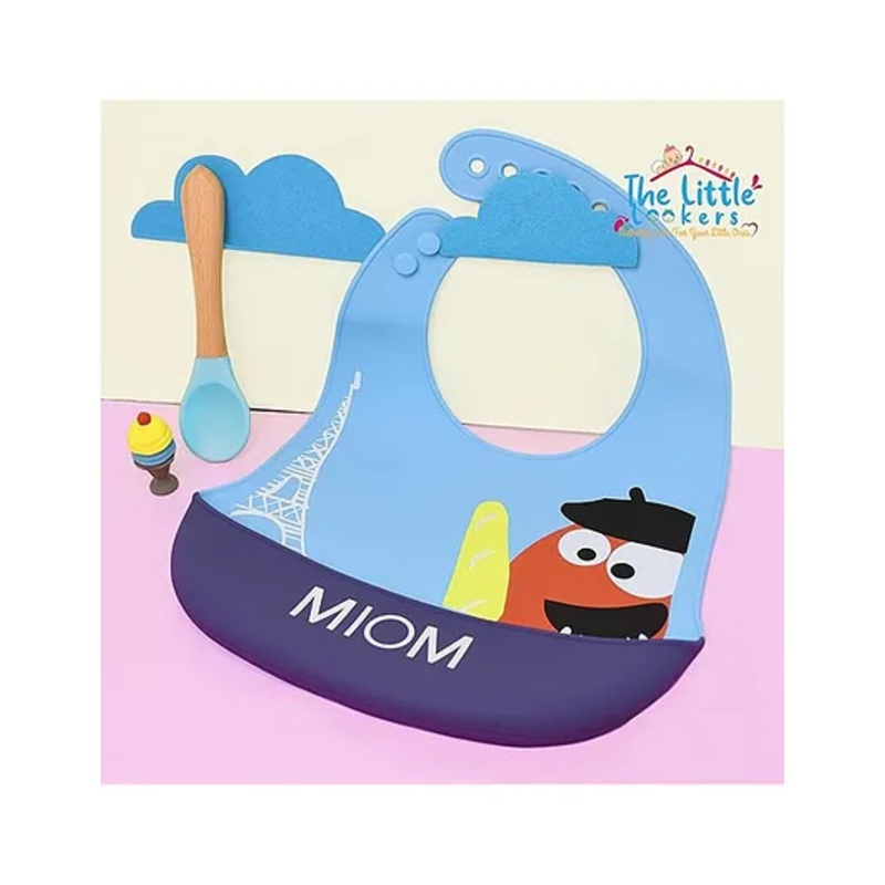 The Little Lookers Silicone Waterproof Feeding Bib With Adjustable Strap – Blue