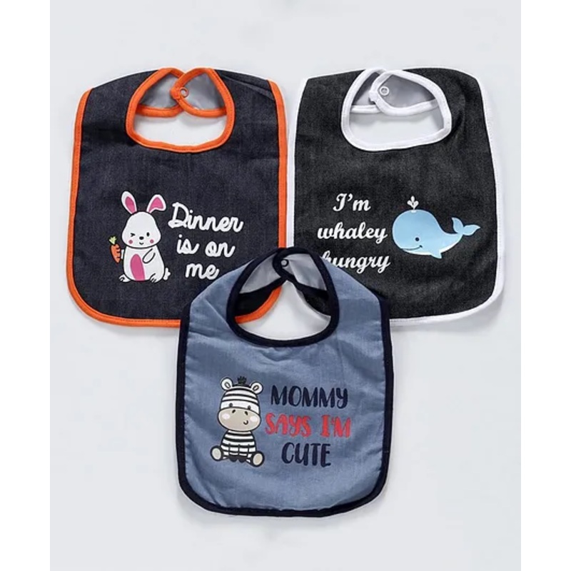 ZOE Denim Bibs Animal Print Pack of 3 – Black