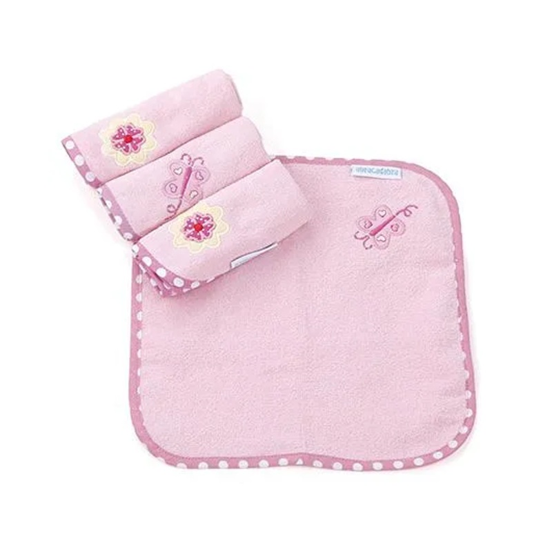 Abracadabra Cotton Knit  Floral Printed Wash cloth  L 26 x B 26 cm Set Of 4 – Pink