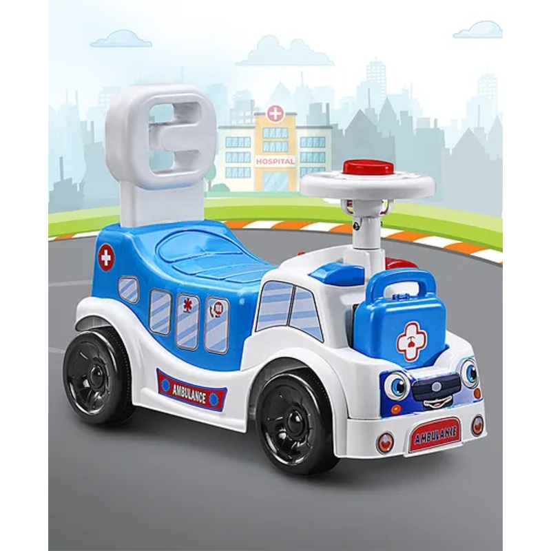 Ambulance Theme Manual Push Ride On With Music – Blue