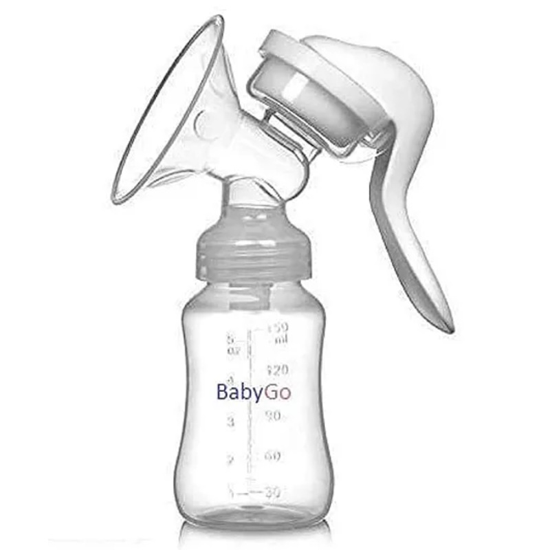 BabyGo Silicone Manual Breast Pump ,Baby Milk Pump, Soft & Gentle – Manual – BPA Free (150 ml) (Transparent)