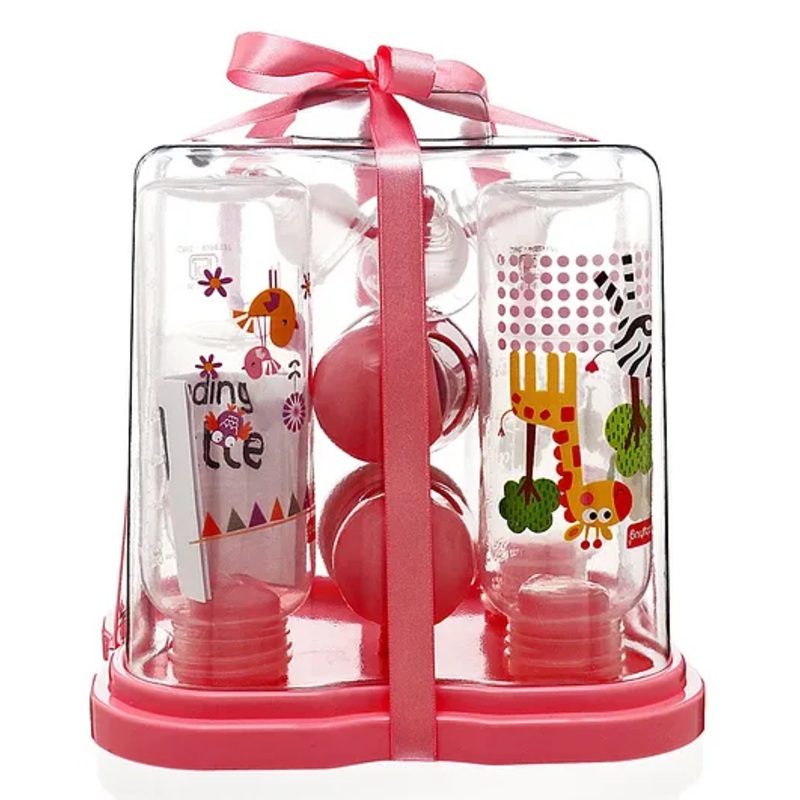 Babyhug Feeding Bottle Pack of 4 With Drying Rack Pink – 2 x 125 ml, 2 x 250 ml