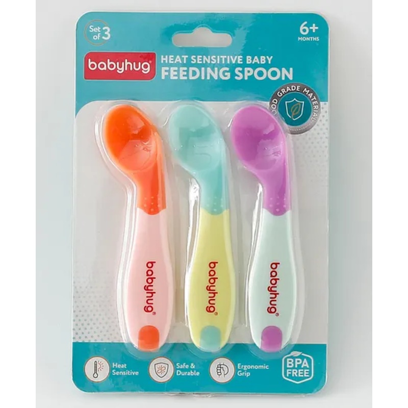Babyhug Heat Sensitive Baby Feeding Spoon Pack of 3 – Orange Light Blue & Purple