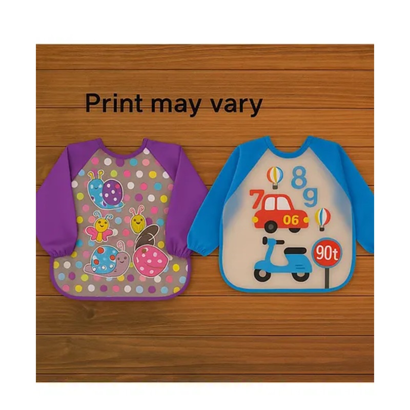 Badal Kidz Long Sleeve Bibs, Waterproof Baby Bibs, Toddler Sleeved Bib, Baby Smock for Eating Feeding, 0-24 Months -Purple & Blue