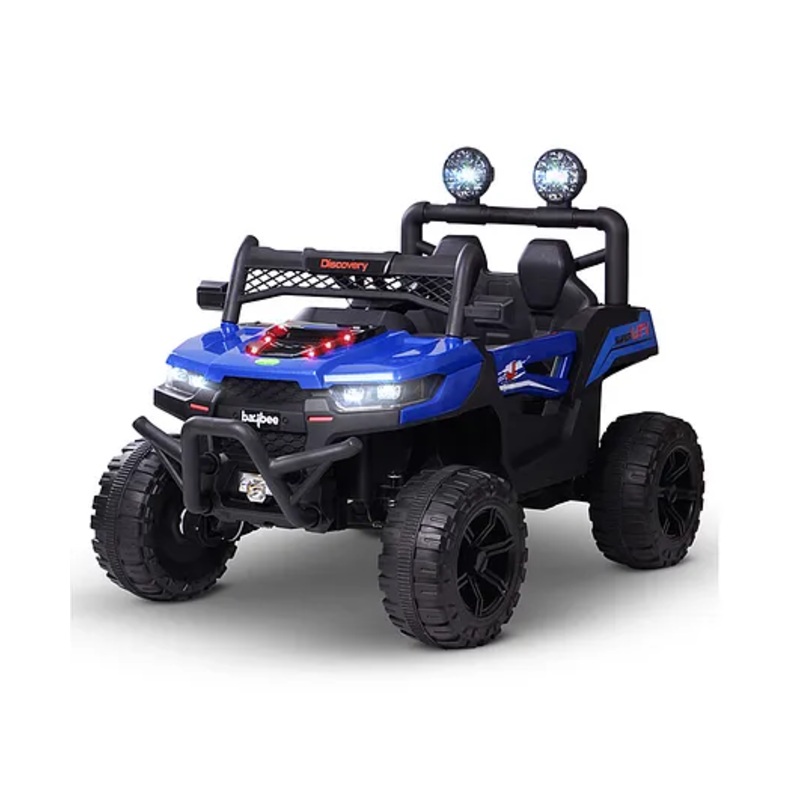 Baybee Discovery Electric Rechargeable Battery Operated Jeep Car for Kids with LED Light Remote Control & Music – Blue