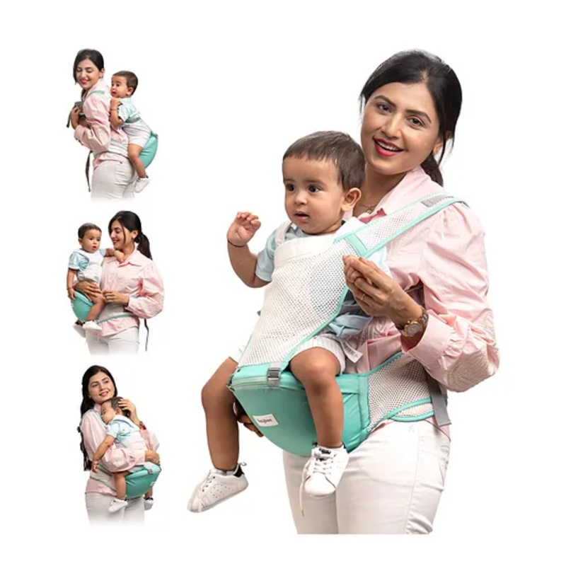 BAYBEE Flownest Baby Carrier for New Born | 6 in 1 Hip Seat Front and Back Carry Position Adjustable Buckles, Breathable Mesh, Padded Non-Slip Seat & Back Support Kangaroo Bags