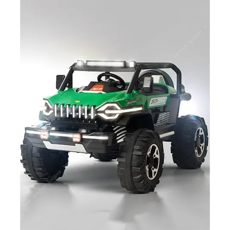 Baybee Furi Mini Rechargeable Battery Operated Jeep for Kids, Ride on Toy Kids Car with Bluetooth, Music & Light (Dark Green)