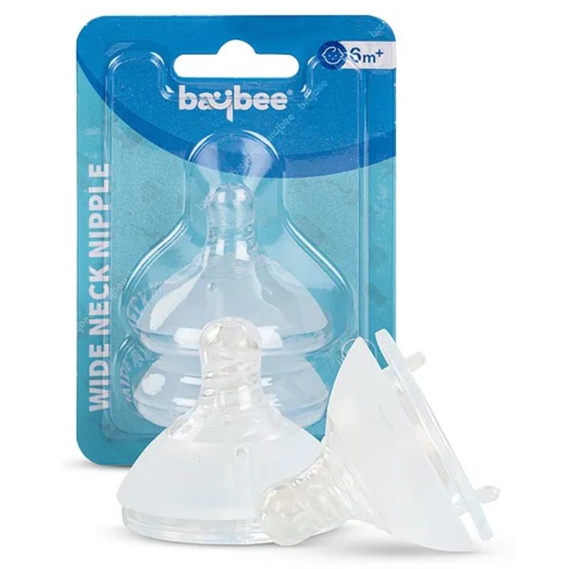 Baybee Wide Neck Silicone Feeding Nipples Natural Flow Feeding Teat Nipple BPA Free & Anti Colic Feeding Bottle Nipple – Pack of 2