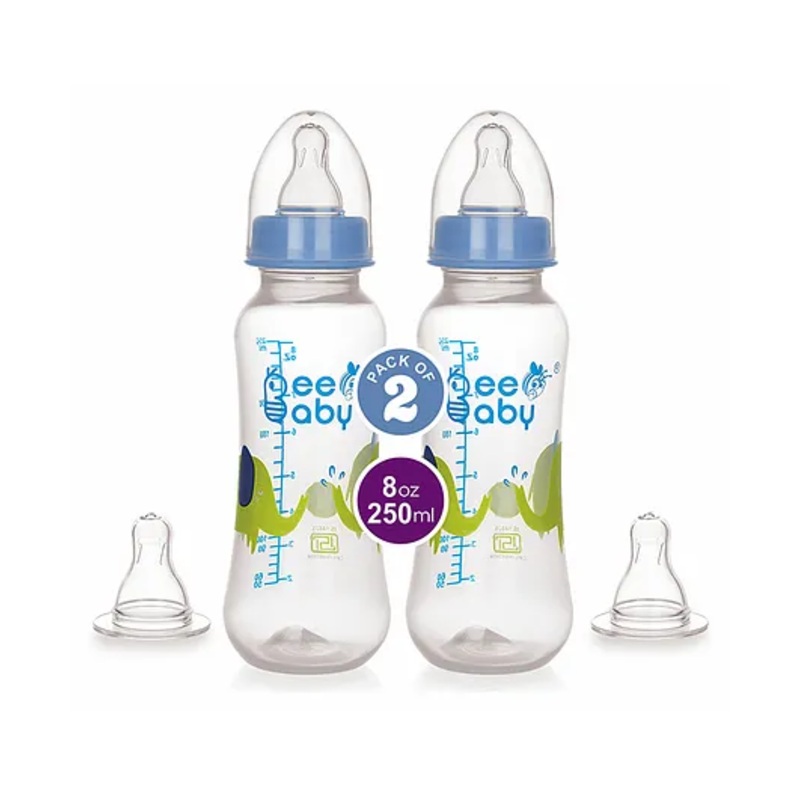 BeeBaby Easy Start Feeding Bottle With 4 Anti Colic Gentle Touch Nipple Pack Of 2 Blue – 250 ml Each