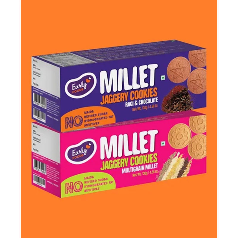 Early Foods Multigrain & Ragi Choco Jaggery Cookies Pack of 2 130gm each
