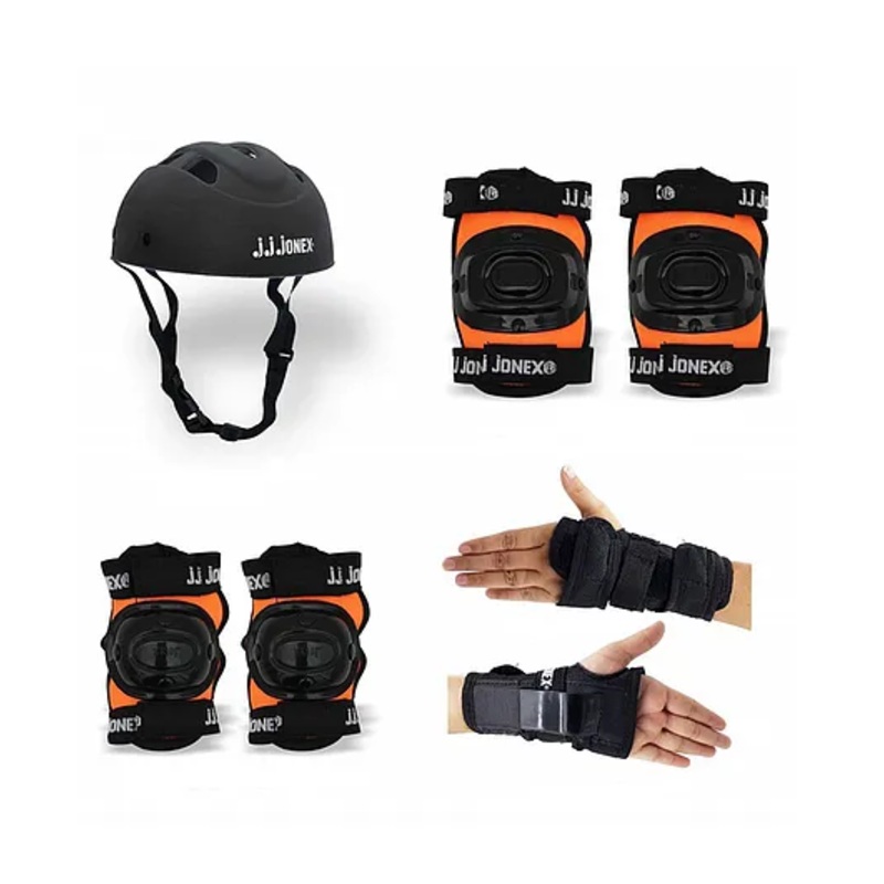 JJ Jonex Skating Protection Set Of 4 Large Size – Black Orange