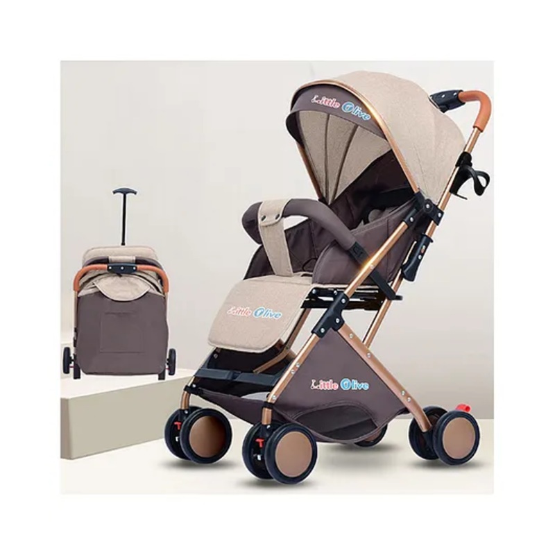 Little Olive BabyJoy Lightweight And Compact Stroller with Adjustable Canopy – Brown