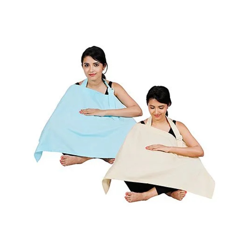 Lulamom Full Coverage Extra Wide Nursing Cover Pack Of 2 LM27013 – Blue & Beige