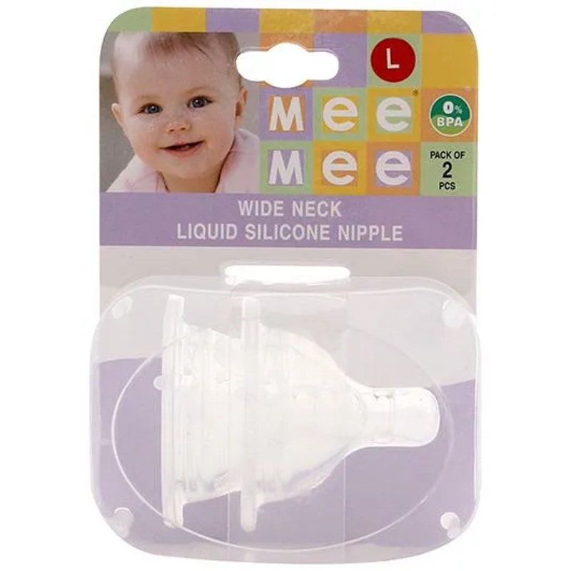 Mee Mee Wide Neck Liquid Silicon Nipple 2 Pieces – Size L