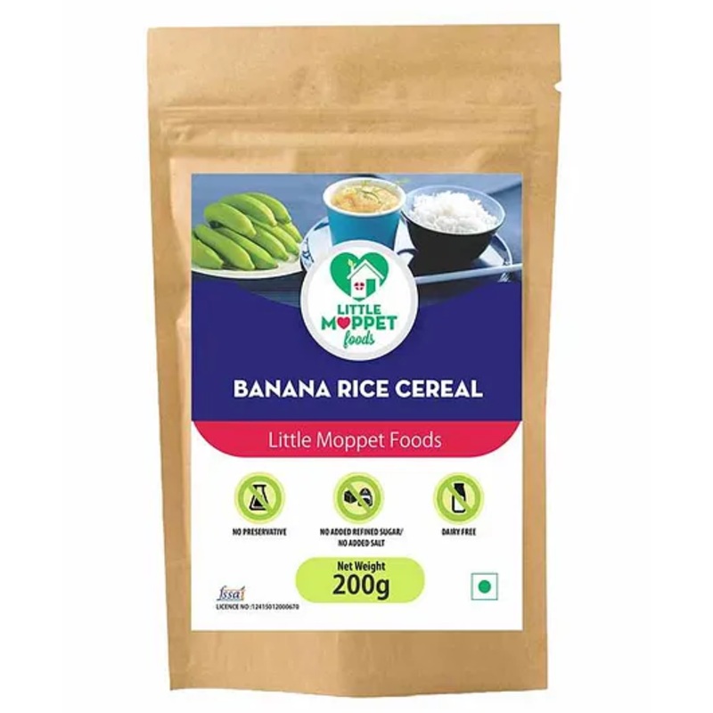 Organic Little Moppet Baby Banana Rice Cereal 200g – Homemade, Gluten-Free First Food for 6-12 Months