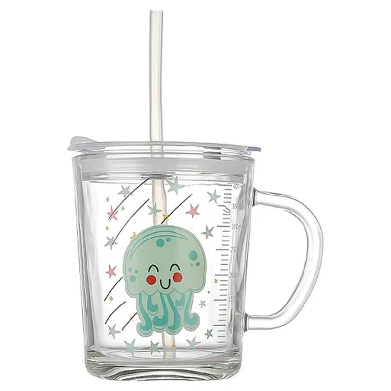 Paper Moon Snap Lock Printed Sipper Mug with Straw, 1pc, 400 ml  – Color May Vary