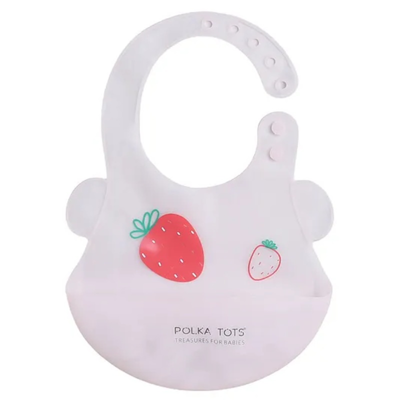 POLKA TOTS Waterproof Silicone Feeding Bibs with Adjustable Snap Buttons – Multicolour