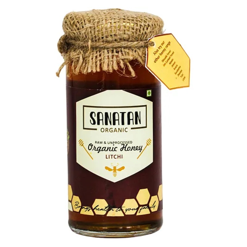 Sanatan Organic Mono Floral Litchi Honey Glass Bottle – 275 g