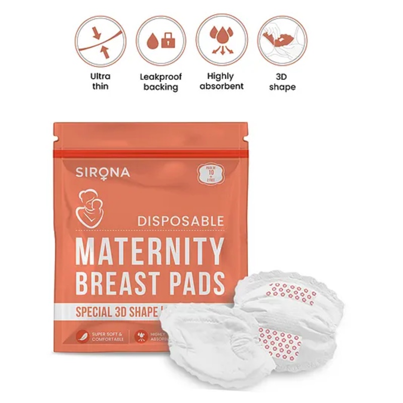 Sirona FDA Approved Premium Disposable Maternity Breast Pads – 12 Pads
