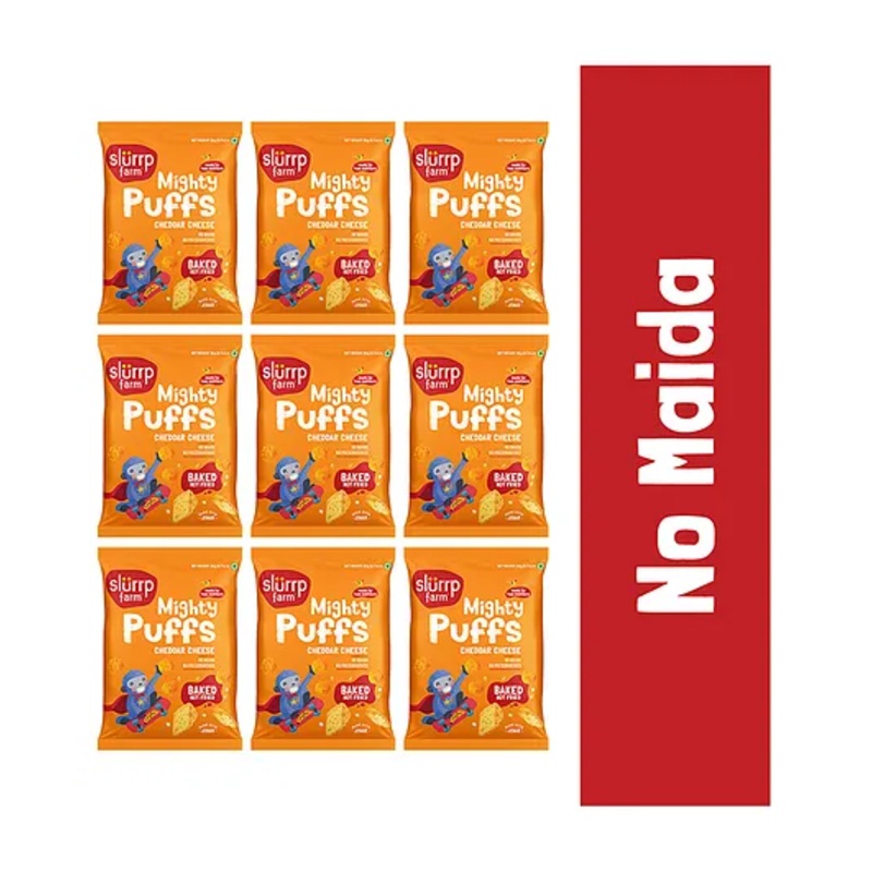 Slurrp Farm Mighty Jowar & Cheddar Cheese Puffs Pack of 9- 20 g each