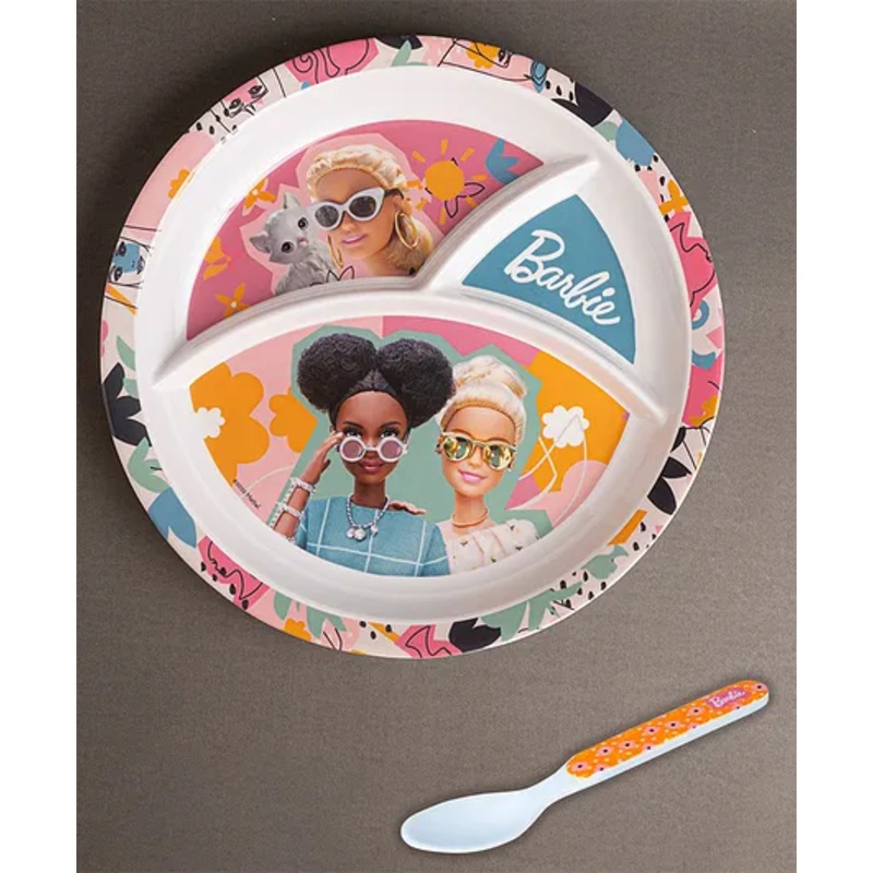 Superware Melamine Kids Partition Plate with spoon – Barbie Fun in the Sun