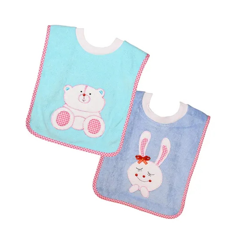 The Little Lookers Cotton Bibs Pack of 2 – Sky Blue and Blue