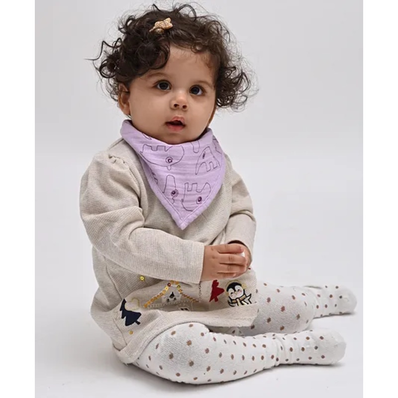 THEONI Organic Muslin Racing checks Bandana Bibs – Lilac