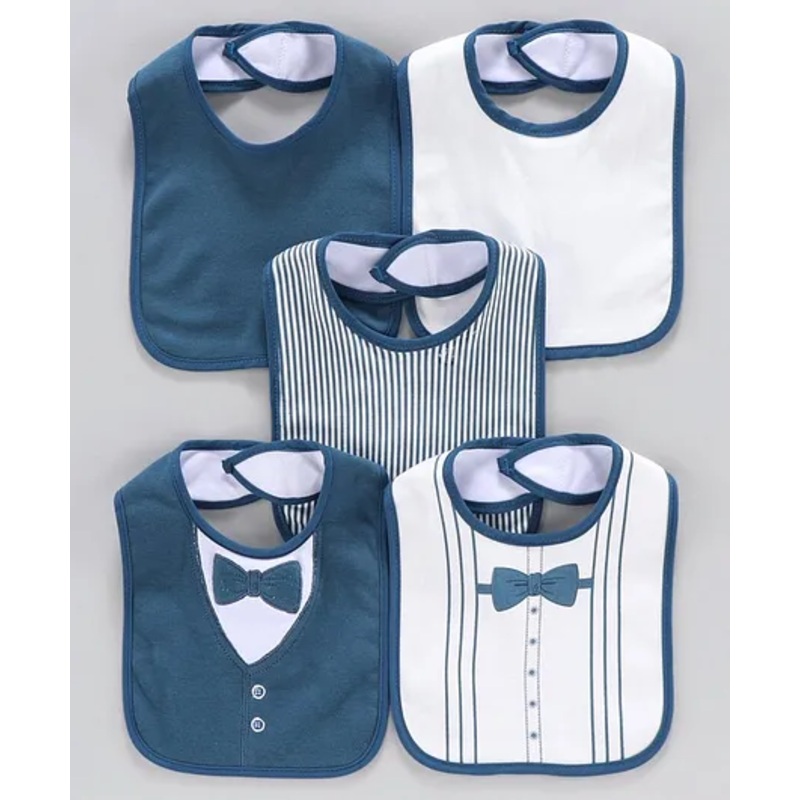 Zoe Knitted Bibs Pack of 5 – Navy