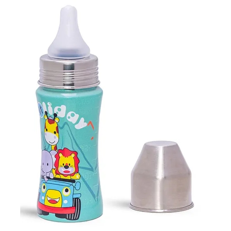 Adore SPRINT! Printed Stainless Steel Feeding Bottle with Premium Matte Dual Anti-Colic Teat 250ml- Holiday