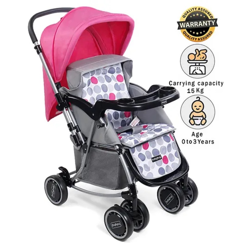 Babyhug 2 in 1 Rock and Roll Stroller Cum Rocker – Grey Pink