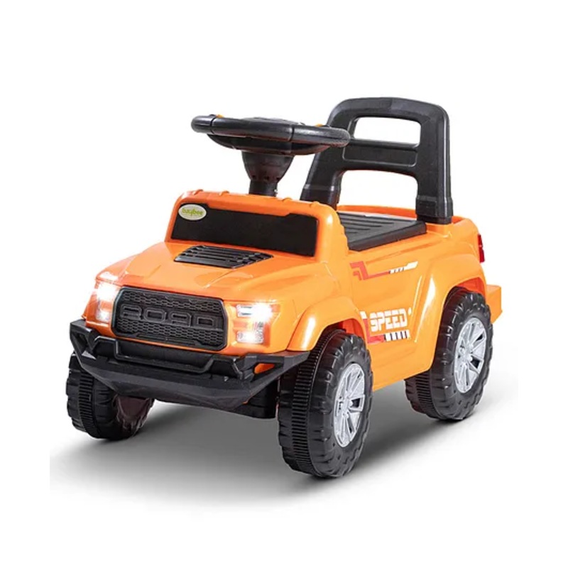 Baybee Roady Manual Push Ride On Car for Kids with LED Light High Backrest Storage & Horn – Orange