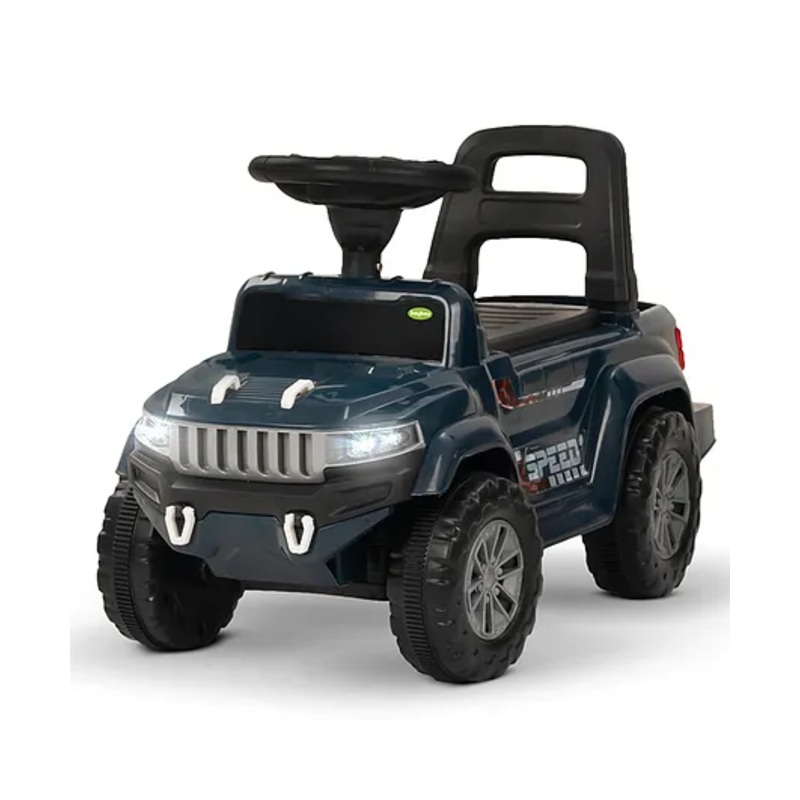 BAYBEE Speedy Manual Baby Ride On Car for Kids, Push Ride On Toy Jeep with Music & Led Light, Toddlers Push Ride Kids Car with Backrest, Under Seat Storage to Steering Wheel – Navy Blue