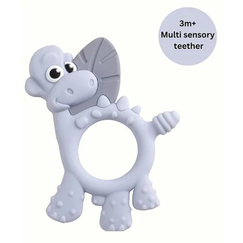 BiBaDo Dotty the Dinosaur- Silicone Multi Sensory Teether – Mist – 3m+