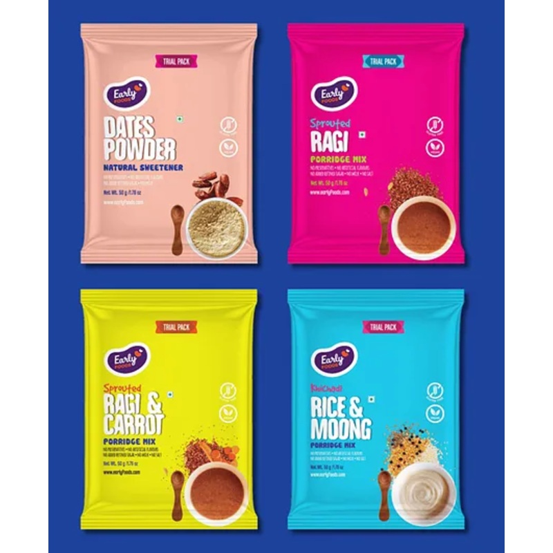 Early Foods – (Trial Pack) Stage 1 Porridge Mix Combo – 4x50g