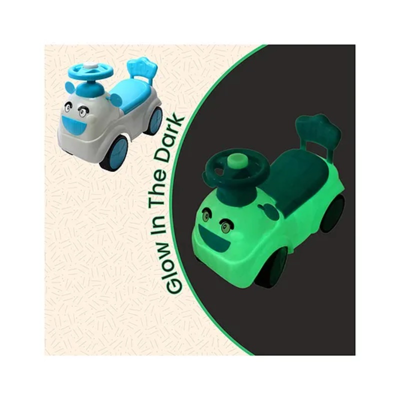 Icandi Glow In The Dark Ride On Car- Off White & Blue