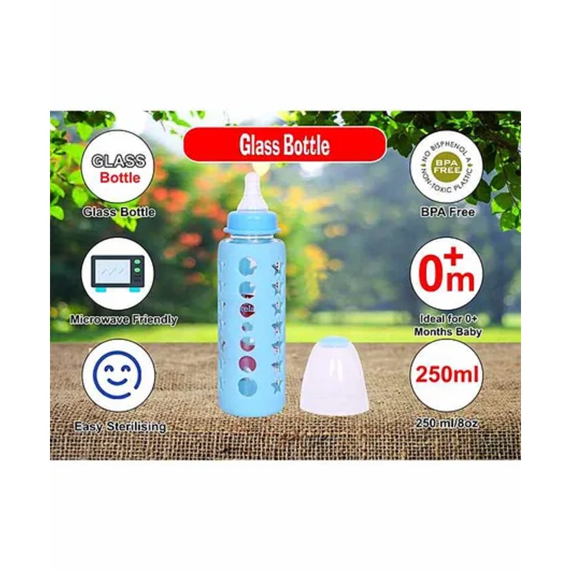 Mastela Glass Feeding Bottle Blue – 250 ml