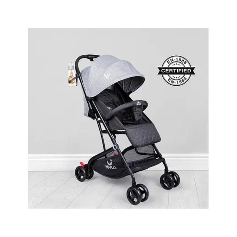 Mylo Baby Riviera Ultra-Light Premium Stroller 5 Points Safety Multi Position Reclining – Grey Black