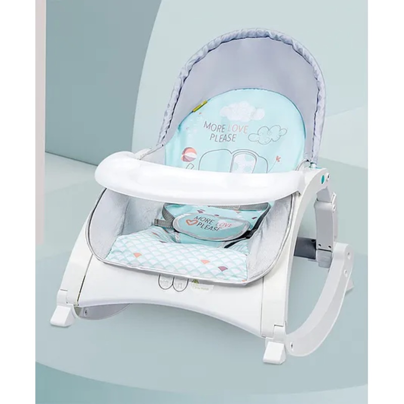 R for Rabbit Rock N Play Baby Rocker | Baby Feeding Chair with Vibration And Soothing music, Adjustable Backrest with Arc-shaped legs for Rocking Mode | 3 in 1 Functionality Detachable toy bar | 6 Months Warranty | (Green)