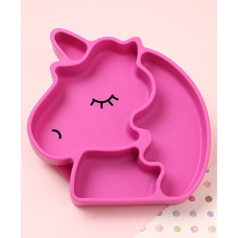 Silicone Four Compartmented Unicorn Plate – Pink