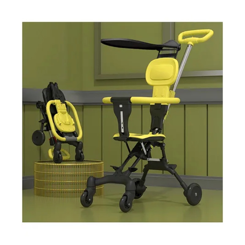 StarAndDaisy Stroller for 0 to 3 Years Premium, Lightweight & Foldable, 360 Rotating Seat Reclining Backrest, Adjustable Handlebar- Yellow