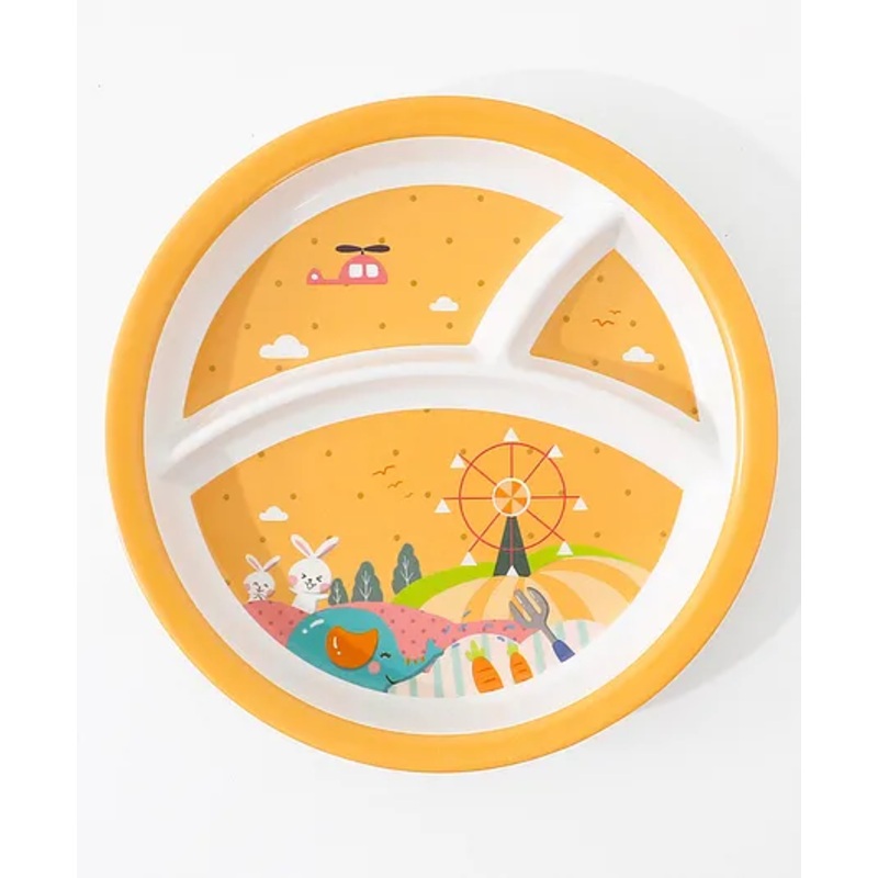 Three Sectioned Plate with Scenery Print – Orange