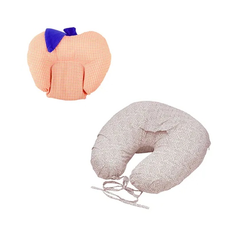VOIDROP Combo Pack of 2 Specially Designed to Provide Comfort and Support to Your Baby Head and Neck while Sleeping Apple Rai Pillow and Breast Feeding Pillow Easy to Clean and Wash (PRINTED BROWN & PINK)
