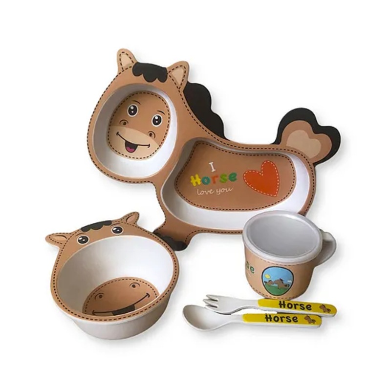 YAMAMA Horse Shape Bamboo Dinnerware Set of 5 – Multicolour