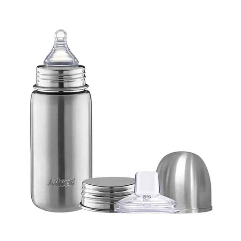Adore Prime Flow Single Wall 3 Stage Stainless Steel Wide Neck Feeding Bottle -320 ml