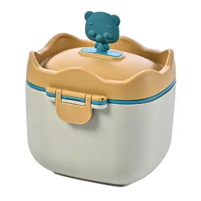 Adore Pro 3D Teddy Junior Milk Powder Container with Leveler and Scoop – Golden & Cream