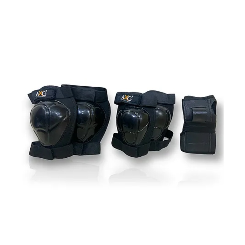 AXG NEW GOAL Unique and Stylish Mould Knee Guard Elbow guard and Gloves for Cycling Skating Guard Combo- Black
