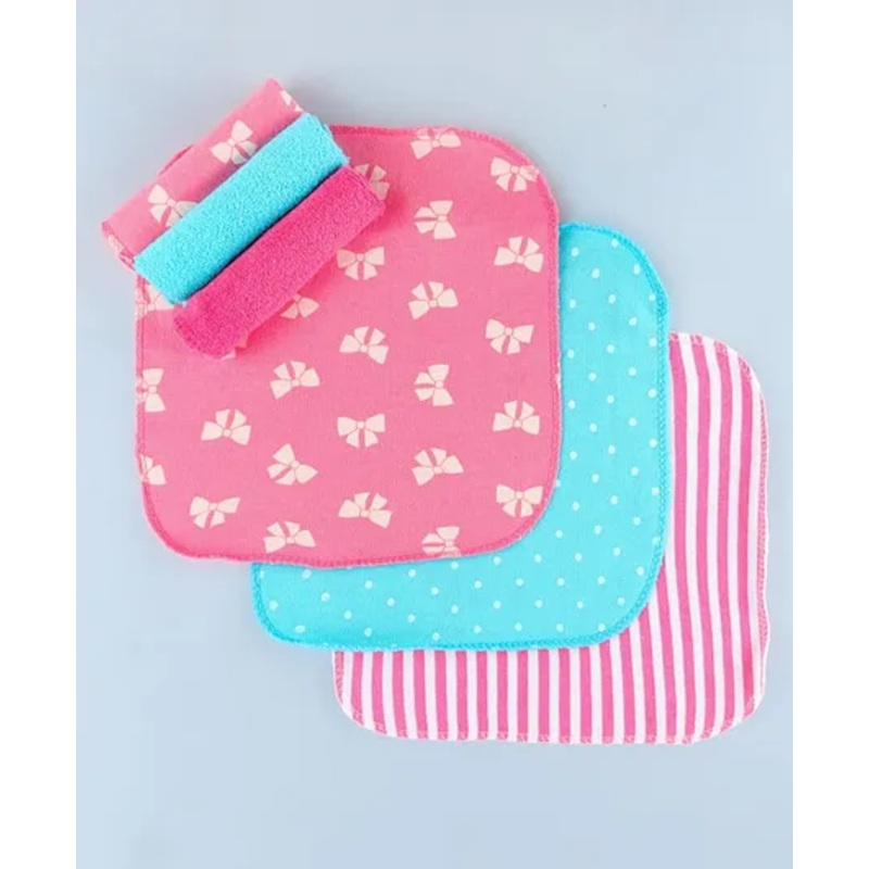 Babyhug Cotton Terry Knit Wash Cloths Pack of 6 L 28 x B 28 cm – Multicolour