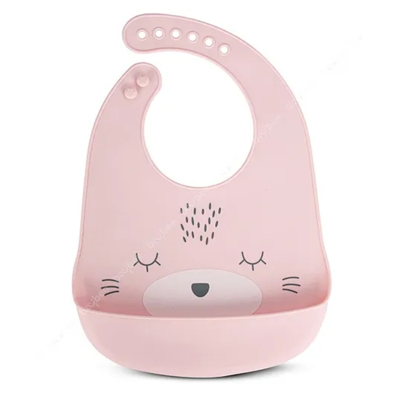 Baybee Waterproof Silicone Bibs for Baby with 6 Point Adjustable Button Closure & Crumb Catcher – Pink