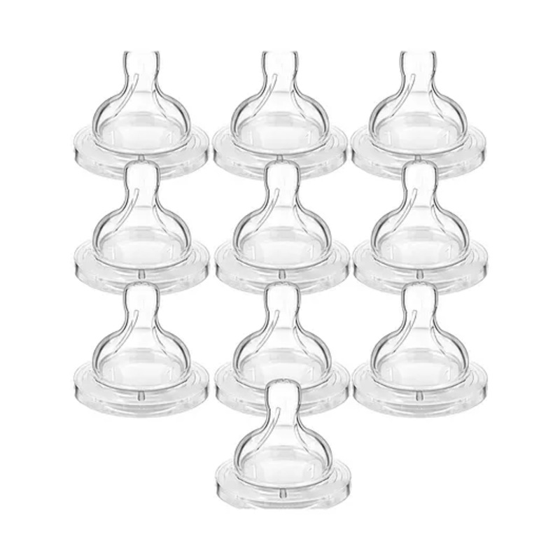 Chinmay Kids Baby Silicone Nipple with Soft Milk Feeding Head in Fast Flow Conical Shape Design for All Newborn, Infant, Toddlers for Steel Feeding Bottles Pack of 10 Transparent