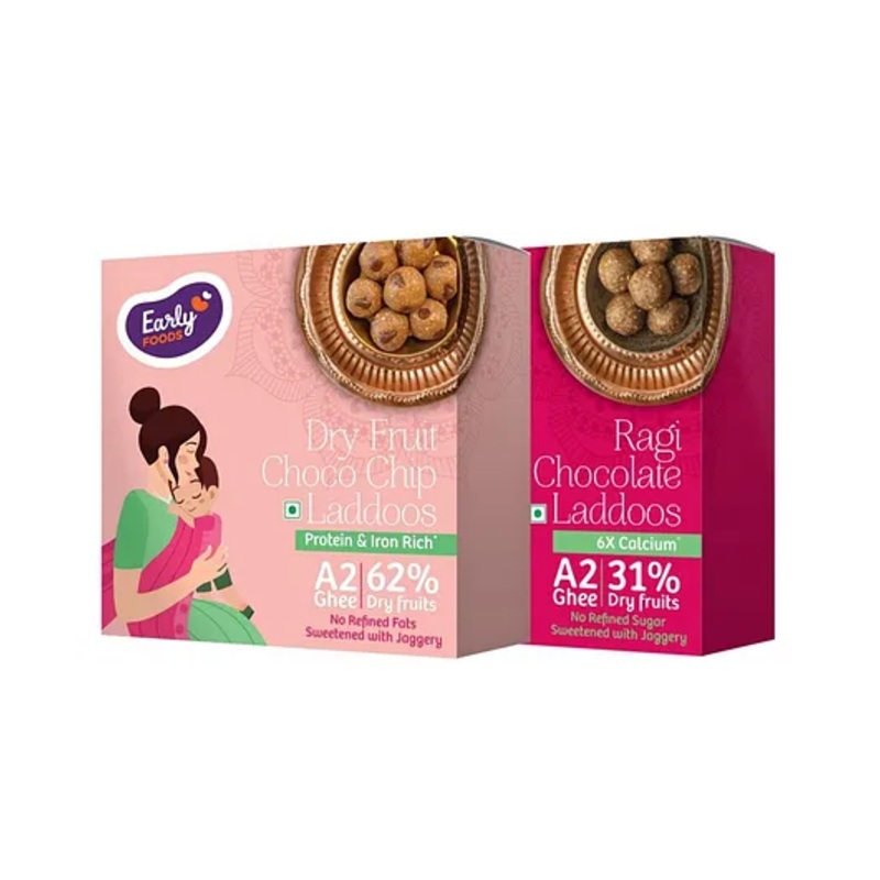 Early Foods Dry Fruit Choco Chip & Ragi Chocolate Laddoos Pack of 2, 250g Each